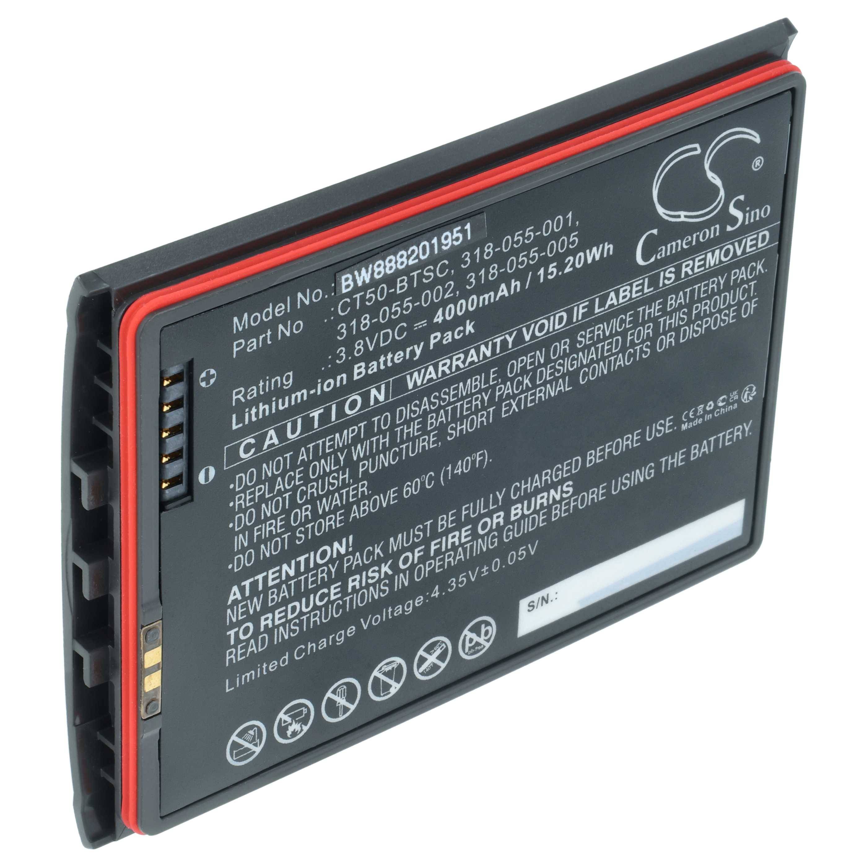 Schwarzer Lithium-Ionen-Akkupack mit dem Modell 'BW888201951', 4000mAh, 3,8V, mit sichtbaren Warnhinweisen und Sicherheitssymbolen.