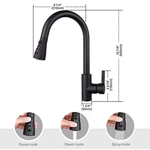 TACKLIFE DAKF9F Küchenarmatur, Schwarze 360° drehbare Küchenarmatur mit ausziehbarer Handbrause, Spültischarmatur Ausgestattet mit ABS Spritzschut TACKLIFE DAKF9F Küchenarmatur, Schwarze 360° drehbare Küchenarmatur mit ausziehbarer Handbrause, Spültischarmatur Ausgestattet mit ABS Spritzschut