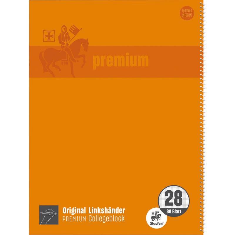 Staufen Premium Collegeblock Linkshänder Lineatur 28 DIN A4, kariert