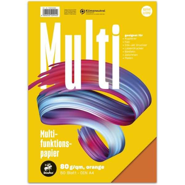 Multifunktionspapier A4 80g/qm VE=50 Blatt intensiv orange