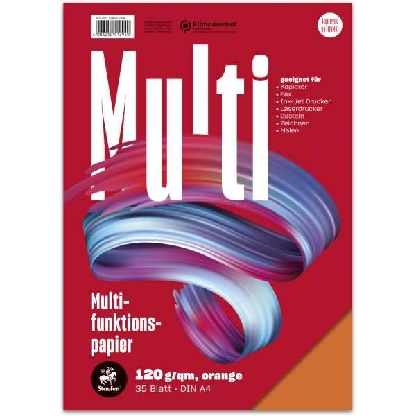 Multifunktionspapier A4 120g/qm VE=35 Blatt intensiv orange