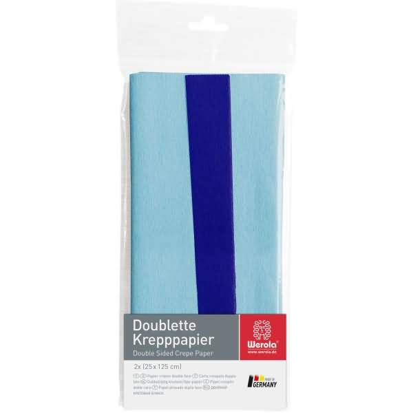 Krepppapier Doublette 90g/qm 125x25cm lichtblau-blau