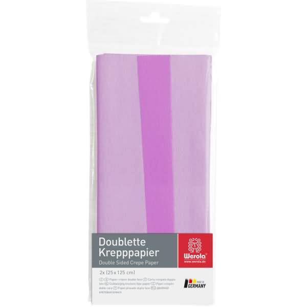 Krepppapier Doublette 90g/qm 125x25cm weißlila-lila