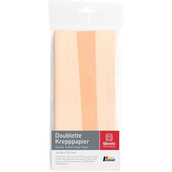 Krepppapier Doublette 90g/qm 125x25cm weiß-apricot