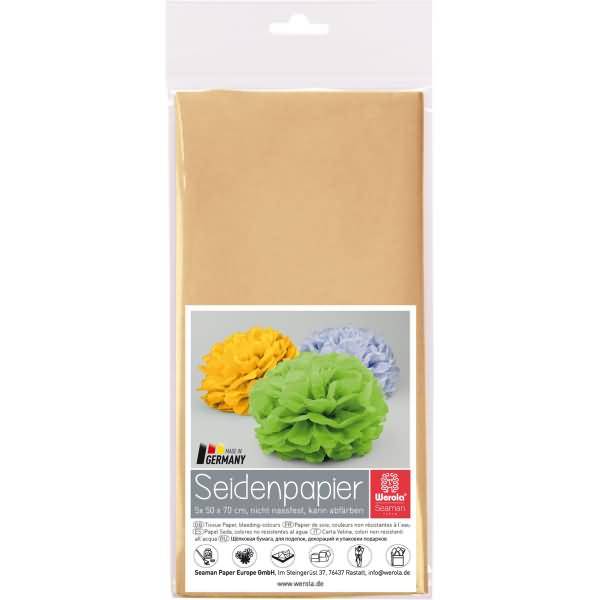 Seidenpapier 20g/qm 50x70cm VE=5 Bogen havanna