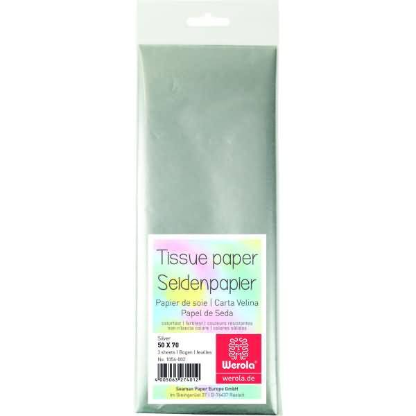 Seidenpapier 50x70cm Metallic silber VE=3 Bogen