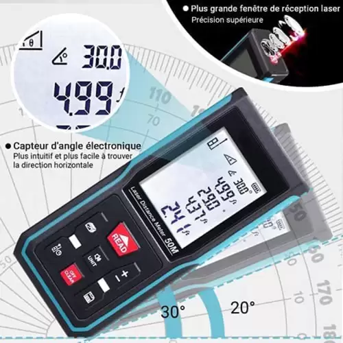 TACKLIFE S5-50, 50m Laser-Entfernungsmesser, Lasermessgerät, USB-Aufladung, ±2 mm Genauigkeit, elektronischer Winkelsensor, 99 Speicher, m/in/ft/ft+ TACKLIFE S5-50, 50m Laser-Entfernungsmesser, Lasermessgerät, USB-Aufladung, ±2 mm Genauigkeit, elektronischer Winkelsensor, 99 Speicher, m/in/ft/ft+