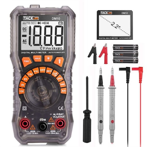 TACKLIFE Digitalmultimeter, Messleitungen mit Krokodilklemme, Schraubendreher-DM10 TACKLIFE Digitalmultimeter, Messleitungen mit Krokodilklemme, Schraubendreher-DM10