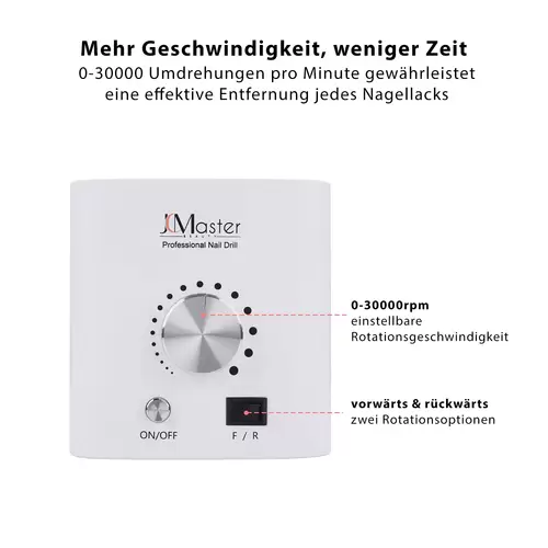 JCMaster Professioneller Nagelfräser 30.000 U/min Verbesserte Elektrische Nagelfeile für Nagelpflege, leistungsstarke Maniküre Pediküre Gerät zur JCMaster Professioneller Nagelfräser 30.000 U/min Verbesserte Elektrische Nagelfeile für Nagelpflege, leistungsstarke Maniküre Pediküre Gerät zur