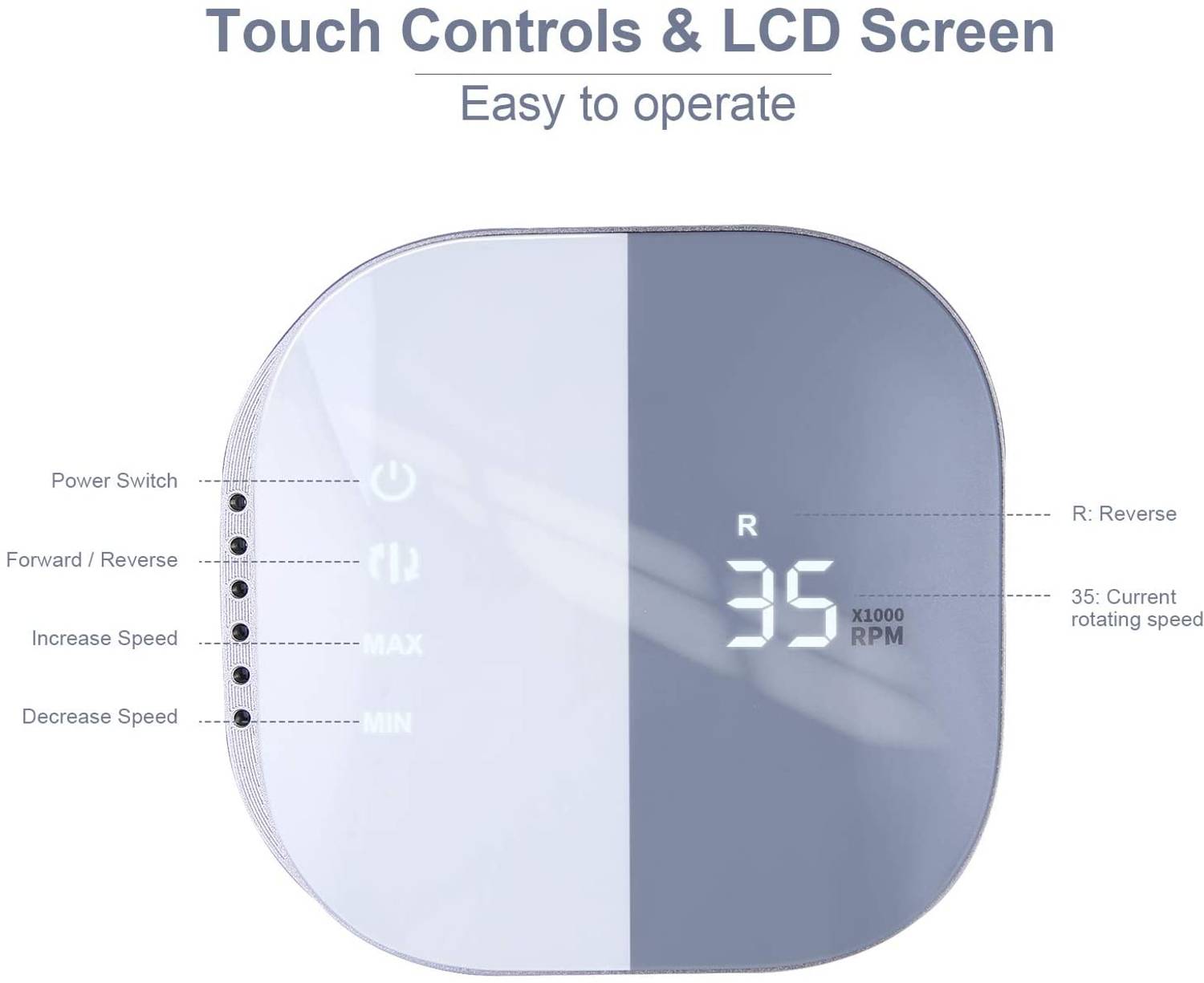 JCMASTER® TouchPro+ Nagelfräser 35000 Umin Gelnägel & Acrylnägel Profi Set Elektrisch, Fußpflegegerät, Kunstnägel, Stufenlose Regulierung