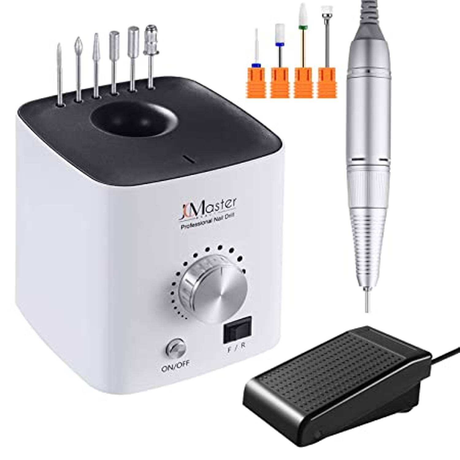 JCMASTER EU2031B-MCE4, Premium Nagelfräser Set - Fräser elektrisch Inkl 10 Aufsätze - Gelnägel & Acrylnägel - Diamant & Keramik Bits - 30000 U/Mi