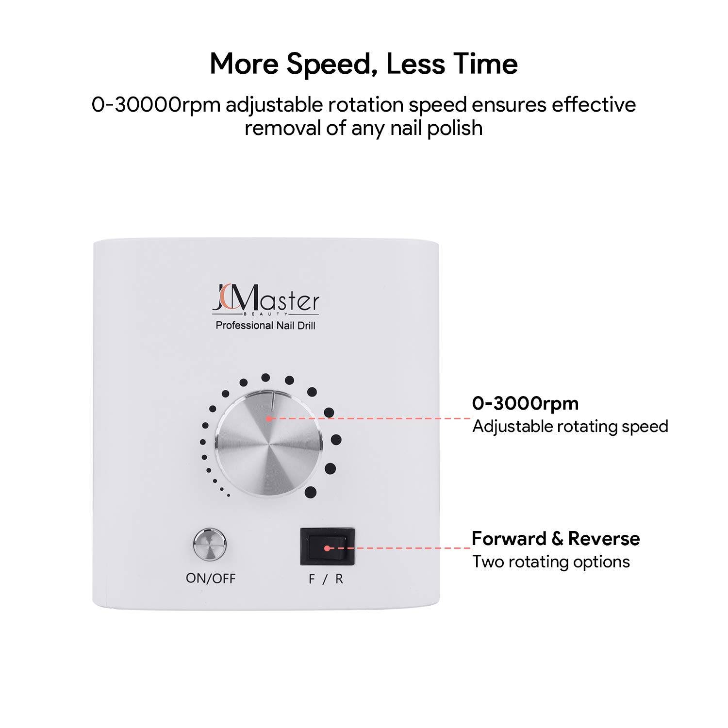 JCMASTER EU2031B-MCE4, Premium Nagelfräser Set - Fräser elektrisch Inkl 10 Aufsätze - Gelnägel & Acrylnägel - Diamant & Keramik Bits - 30000 U/Mi