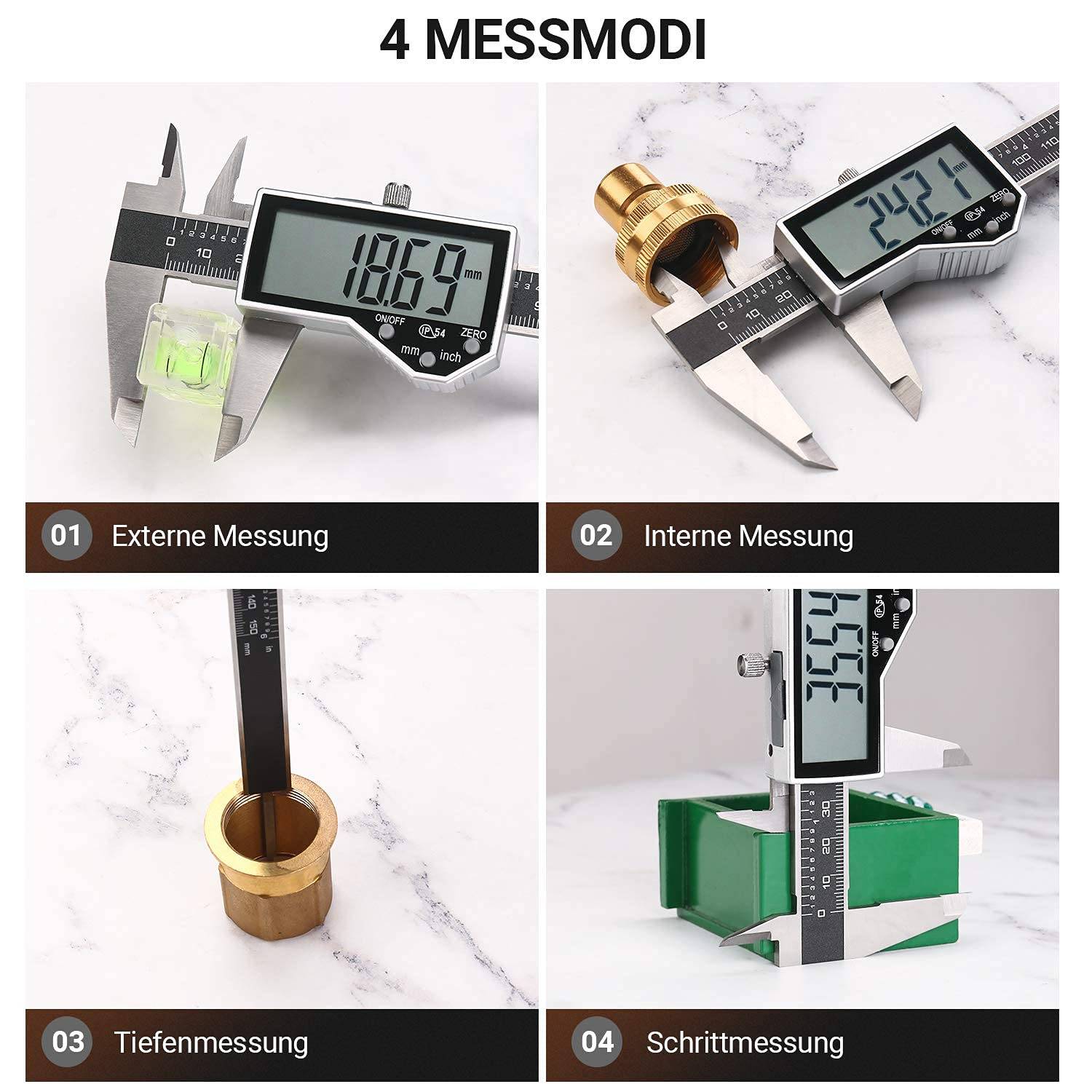 TACKLIFE DC04, Messschieber Digital Schieblehre, 150mm / 6 Zoll mit Zoll/Millimeter, IP54 Wasserdicht Hochpräzise Schieblehre aus Edelstahl(0,01 mm)