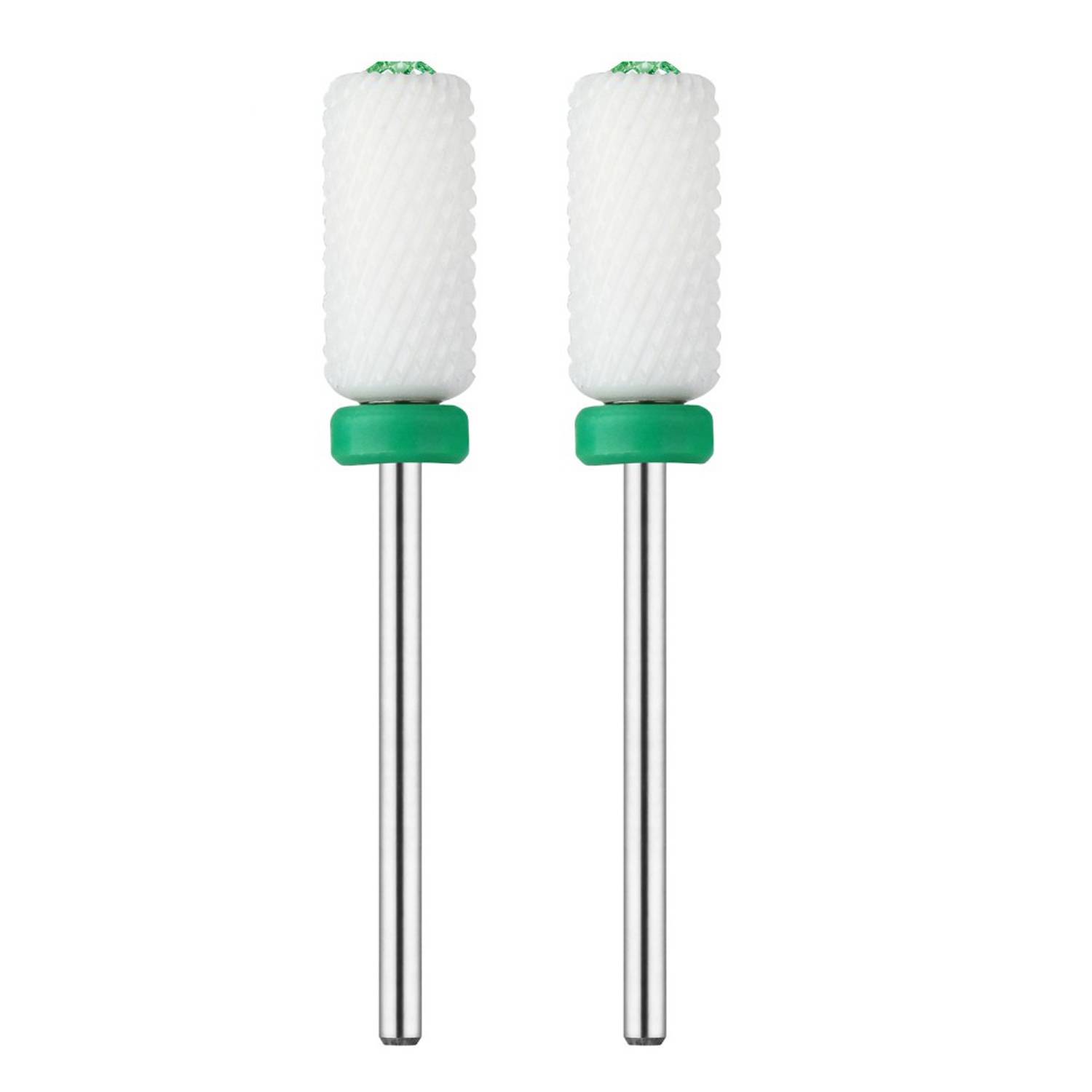 JCMaster 2MCE475M1, 2x Premium Nagelfräser Aufsätze Keramik, 2.35mm Bits zylinder Gelnägel mit Crystal