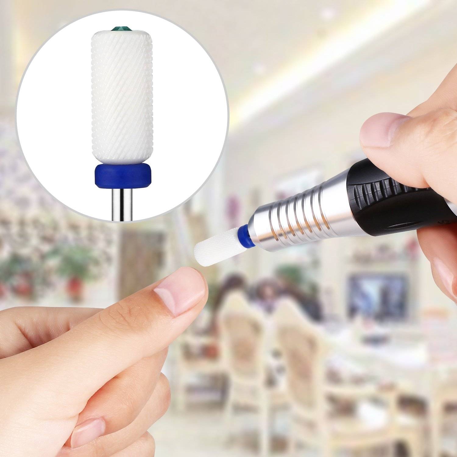 JCMASTER® Premium Nagelfräser Aufsatz Keramik, 2.35mm Bit zylinder Gelnägel mit Crystal Medium Acryl Maniküre, Pediküre, Hornhaut Nagelmodellagen