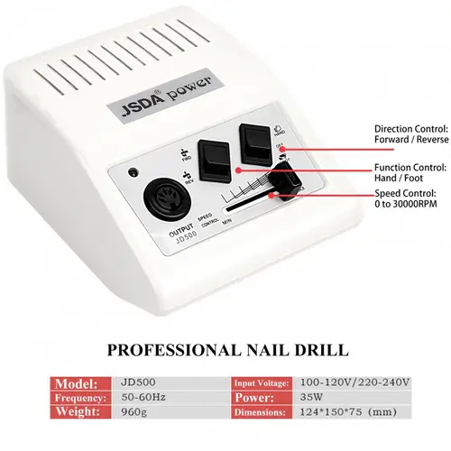 JSDA Profi Nagelfräser 30000 U/min mit Fußpedal für Maniküre Pediküre,Keine Vibration,Kein Lärm,Weiß JSDA Profi Nagelfräser 30000 U/min mit Fußpedal für Maniküre Pediküre,Keine Vibration,Kein Lärm,Weiß