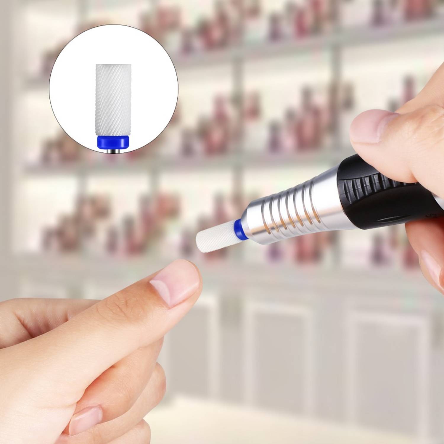 Premium Nagelfräser Bit Keramik 2.35mm Zylinderförmig Gelnägel Medium Acrylnägel Schleifen Acryl