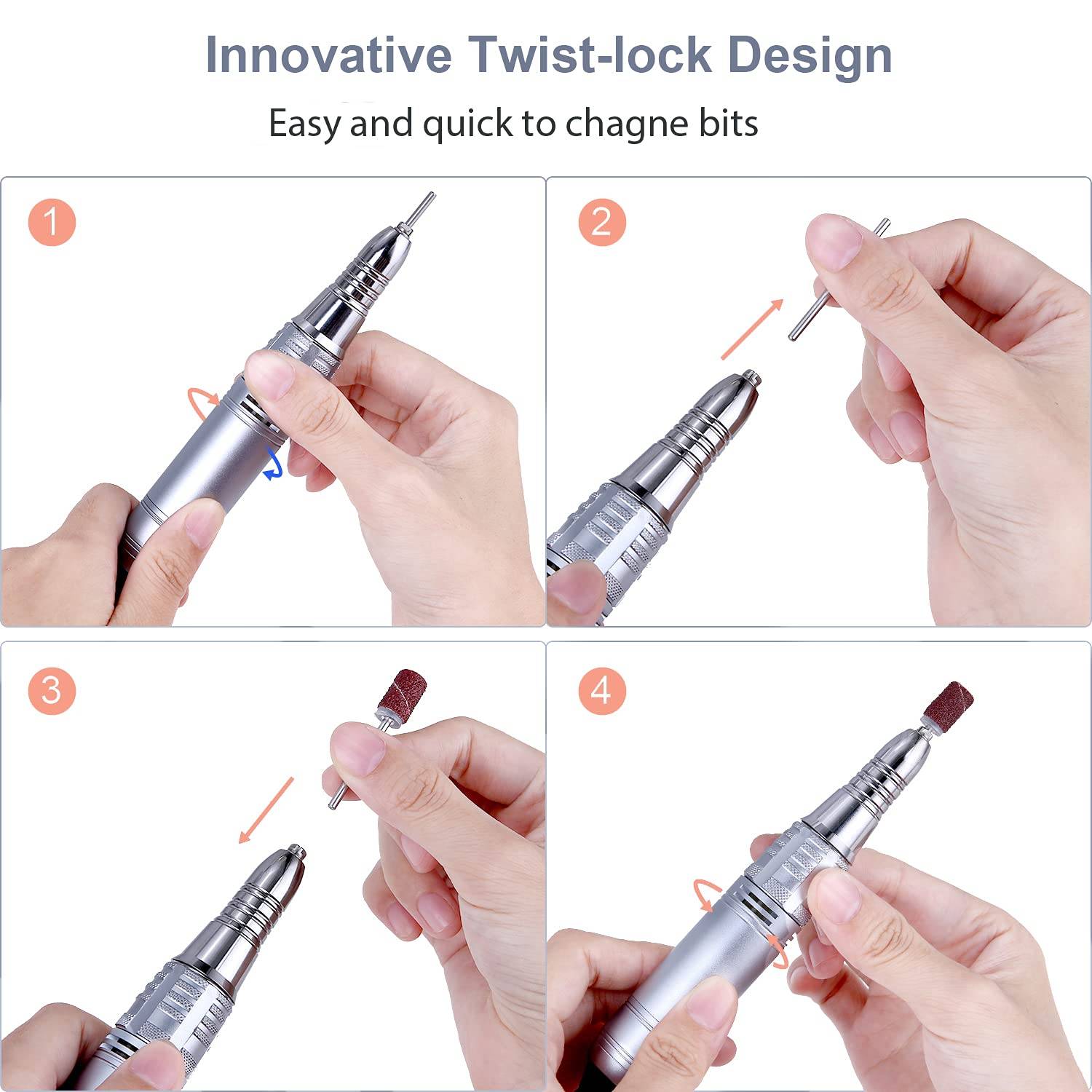 JCMASTER EU108-862M, TouchPro+ Nagelfräser Set Für Gelnägel & Acrylnägel | inkl 1x Premium 4 in 1 Bit | 35000 Umin Profi Fußpflege Set Elektrisch