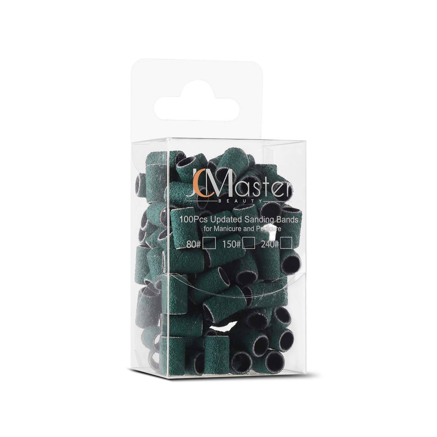 JCMASTER GSB100F, 100x Premium Nagelfräser Schleifhülsen, Fein 240 Schleifbänder, Maniküre/Pediküre/Hornhaut, Fusspflege, elektrische Nagelfeilen