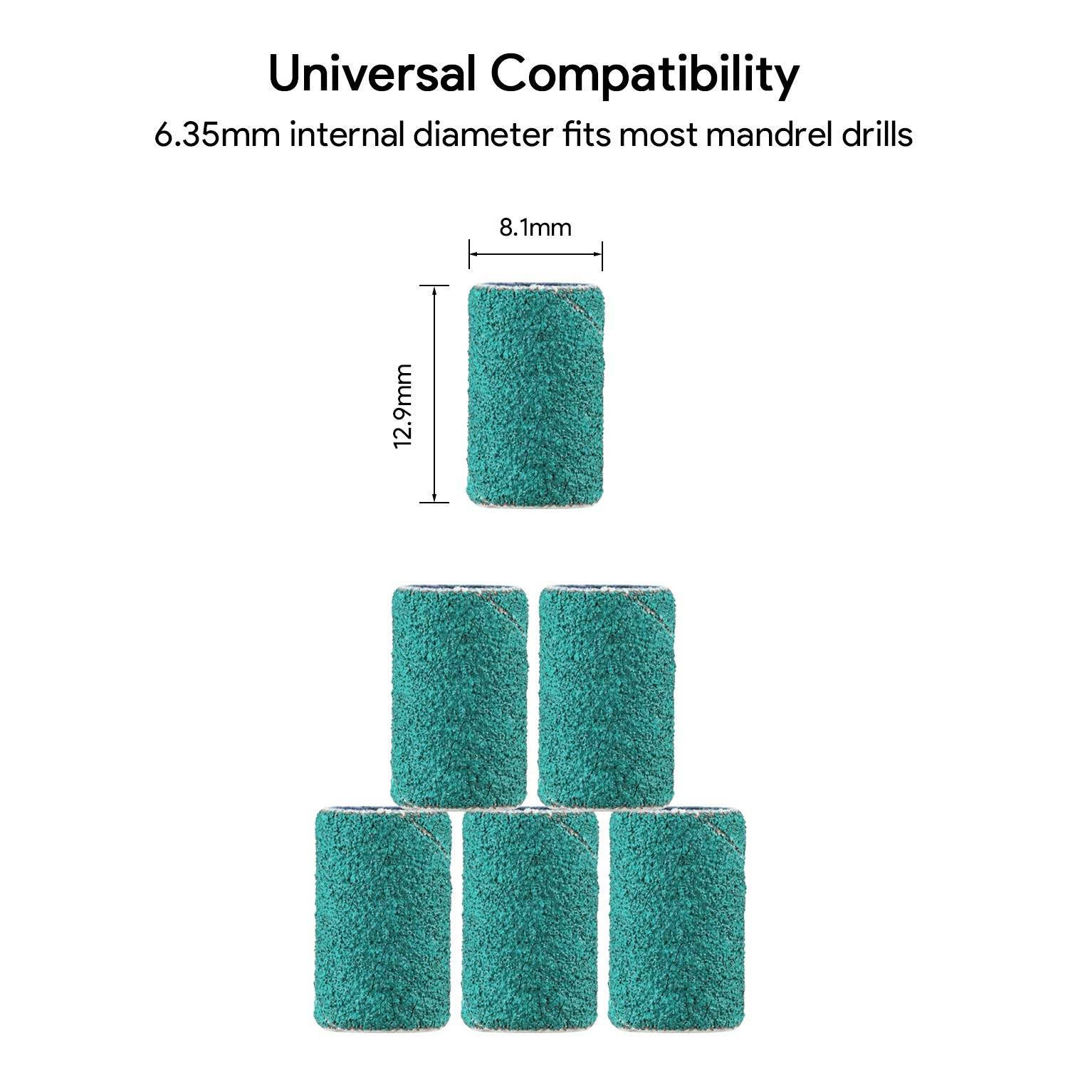 JCMASTER GSB100F, 100x Premium Nagelfräser Schleifhülsen, Fein 240 Schleifbänder, Maniküre/Pediküre/Hornhaut, Fusspflege, elektrische Nagelfeilen