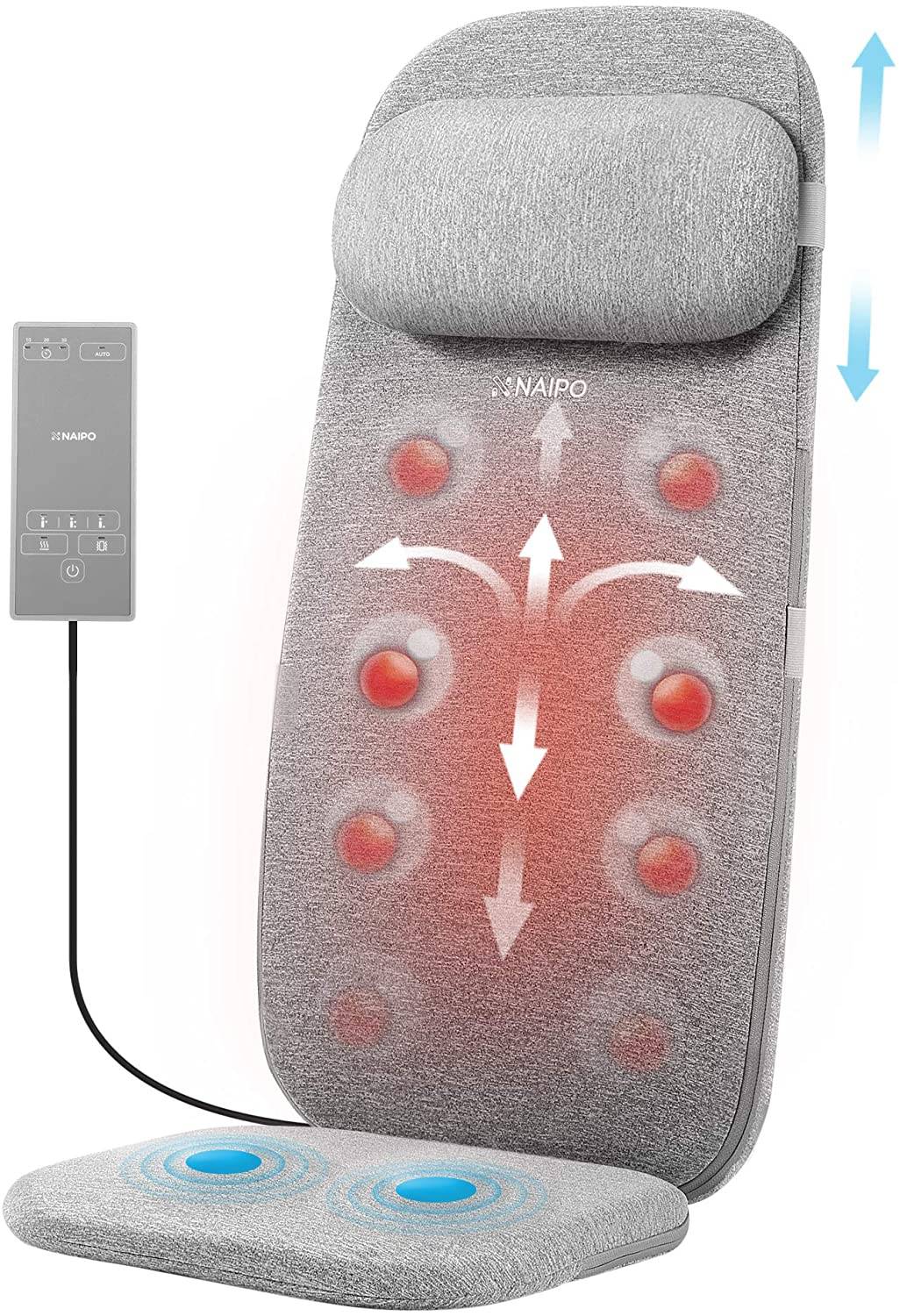 Naipo Massagematt Massagesitzauflage Rücken Massagegerät Massagesitzauflagen Massageauflage sessel Vibrations Massagesitzkissen Massage Matte mit Vi