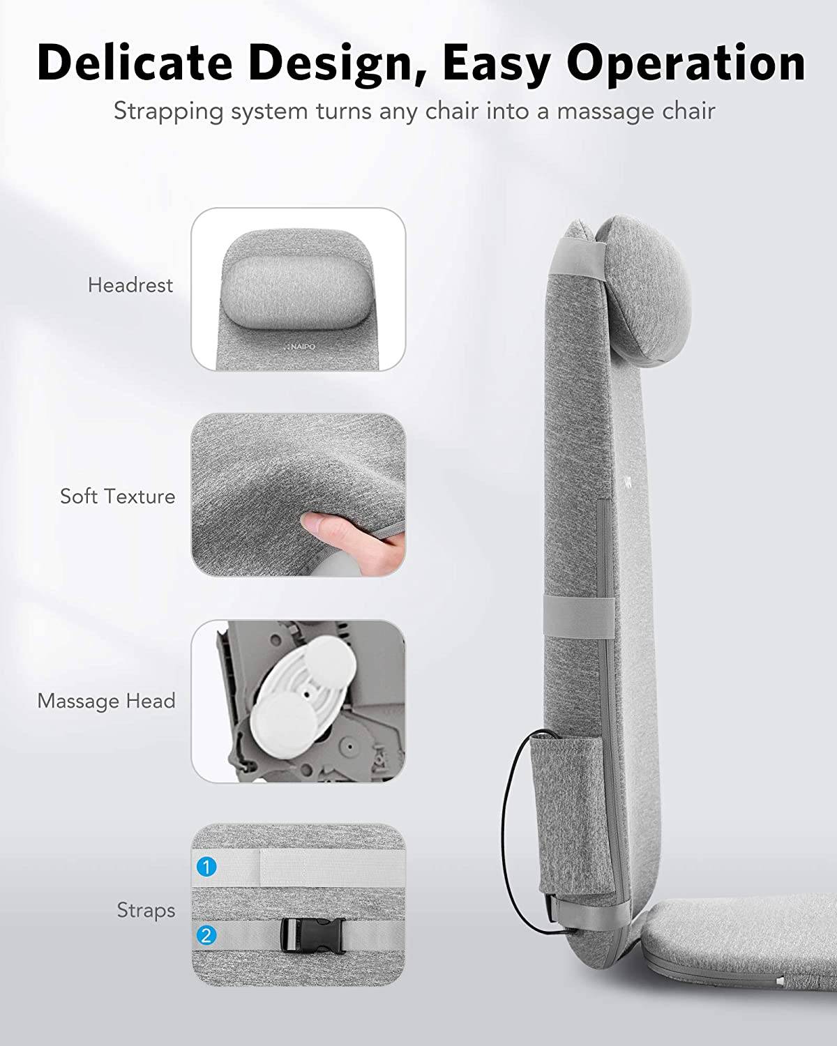 Naipo Massagematt Massagesitzauflage Rücken Massagegerät Massagesitzauflagen Massageauflage sessel Vibrations Massagesitzkissen Massage Matte mit Vi