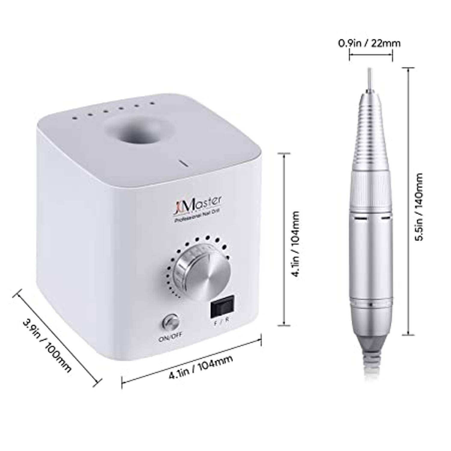 JCMASTER EU2031-MCE4, Premium Nagelfräser Set - Fräser elektrisch Inkl 10 Aufsätze - Gelnägel & Acrylnägel - Diamant & Keramik Bits - 30000 U/Min