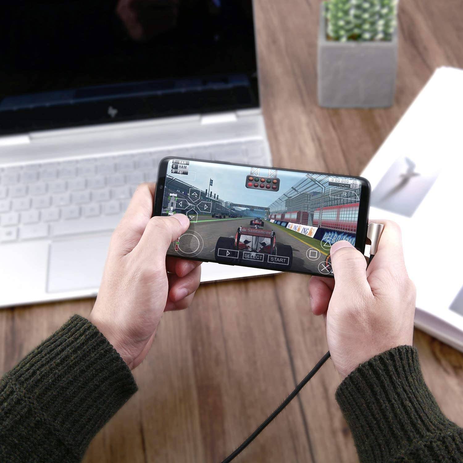 AUKEY CB-CMD32 Rechtwinkliges USB C Kabel AUKEY [ 2-Pack, je 1 M ] Ideal für Spiele 90 Grad USB C zu A Schnellladekabel