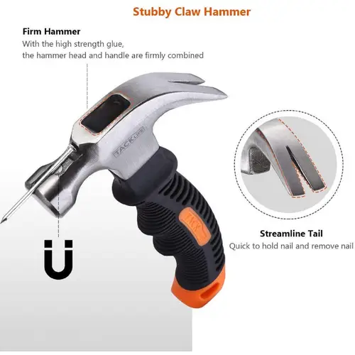TACKLIFE HMH2A; Stuby Claw Hammer mit magnetischem Nagelstarter 8 Oz Small Mini Hammer and Nails Tool TACKLIFE HMH2A; Stuby Claw Hammer mit magnetischem Nagelstarter 8 Oz Small Mini Hammer and Nails Tool