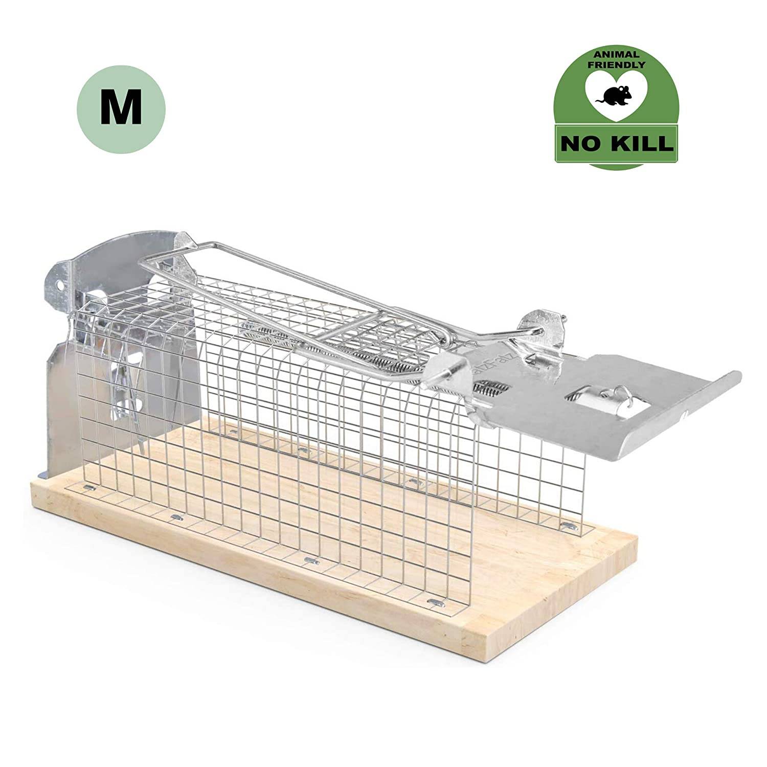 RatzFatz® Mausefalle Lebendfalle 20cm Groß ●Inkl Ebook● Effektiv, Robust – Mäuse, Holz, Lebend Fangen, Kastenfalle, Draht, Keller, Carport, T