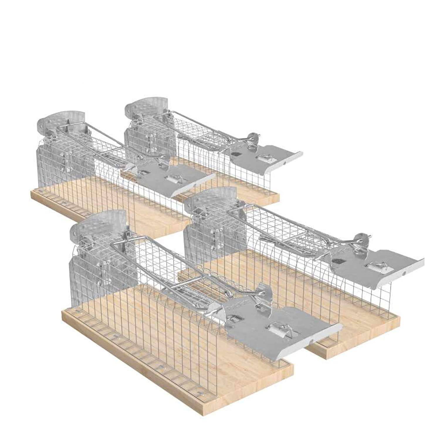 RatzFatz® 4X Mausefalle Lebendfalle 20cm Groß ●Inkl Ebook● Effektiv, Robust – Mäuse, Holz, Lebend Fangen, Kastenfalle, Draht, Keller, Carport
