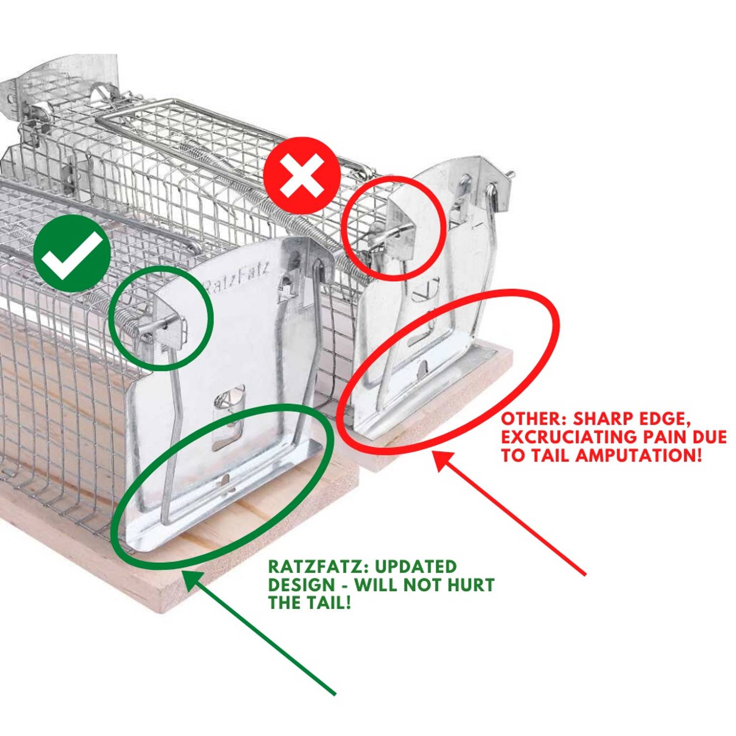 RatzFatz® 4X Mausefalle Lebendfalle 20cm Groß ●Inkl Ebook● Effektiv, Robust – Mäuse, Holz, Lebend Fangen, Kastenfalle, Draht, Keller, Carport