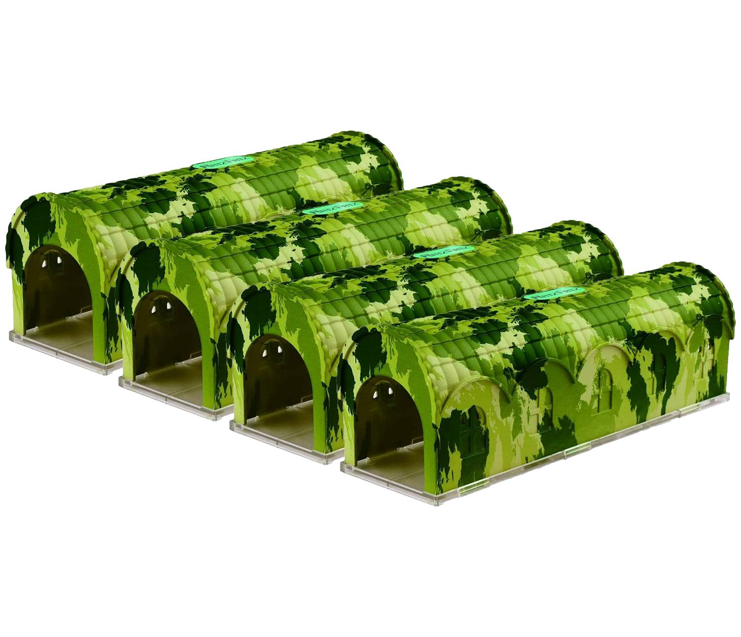 RatzFatz® MBC-04, 4x RatzFatz® Premium Mausefalle Lebend Lebendfalle Wiederverwendbar. Camouflage, Außen und Innen, Innovativer Mechanismus, Modell