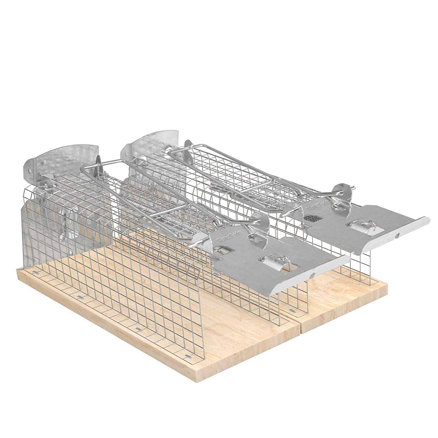 RatzFatz® 2X Mausefalle Lebendfalle 20cm Groß ●Inkl Ebook● Effektiv, Robust – Mäuse, Holz, Lebend Fangen, Kastenfalle, Draht, Keller, Carport