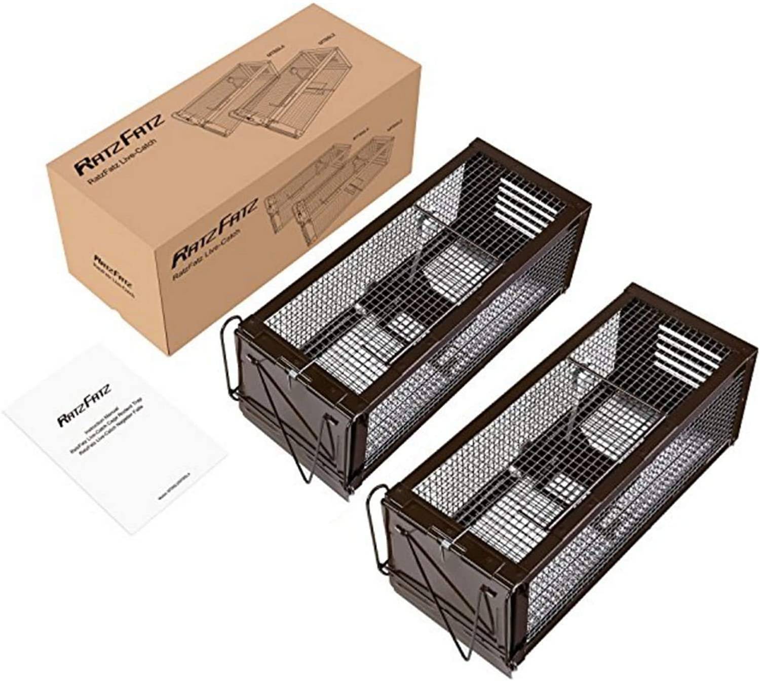 RatzFatz® 2MTBSL20, 2X Lebendfalle Mausefalle, Rattenfalle, ● Sieger 2021 ● XXL, Profi, Garten & Haus, Tierfalle Set, u.a. Hasen & Hamster, Sensi