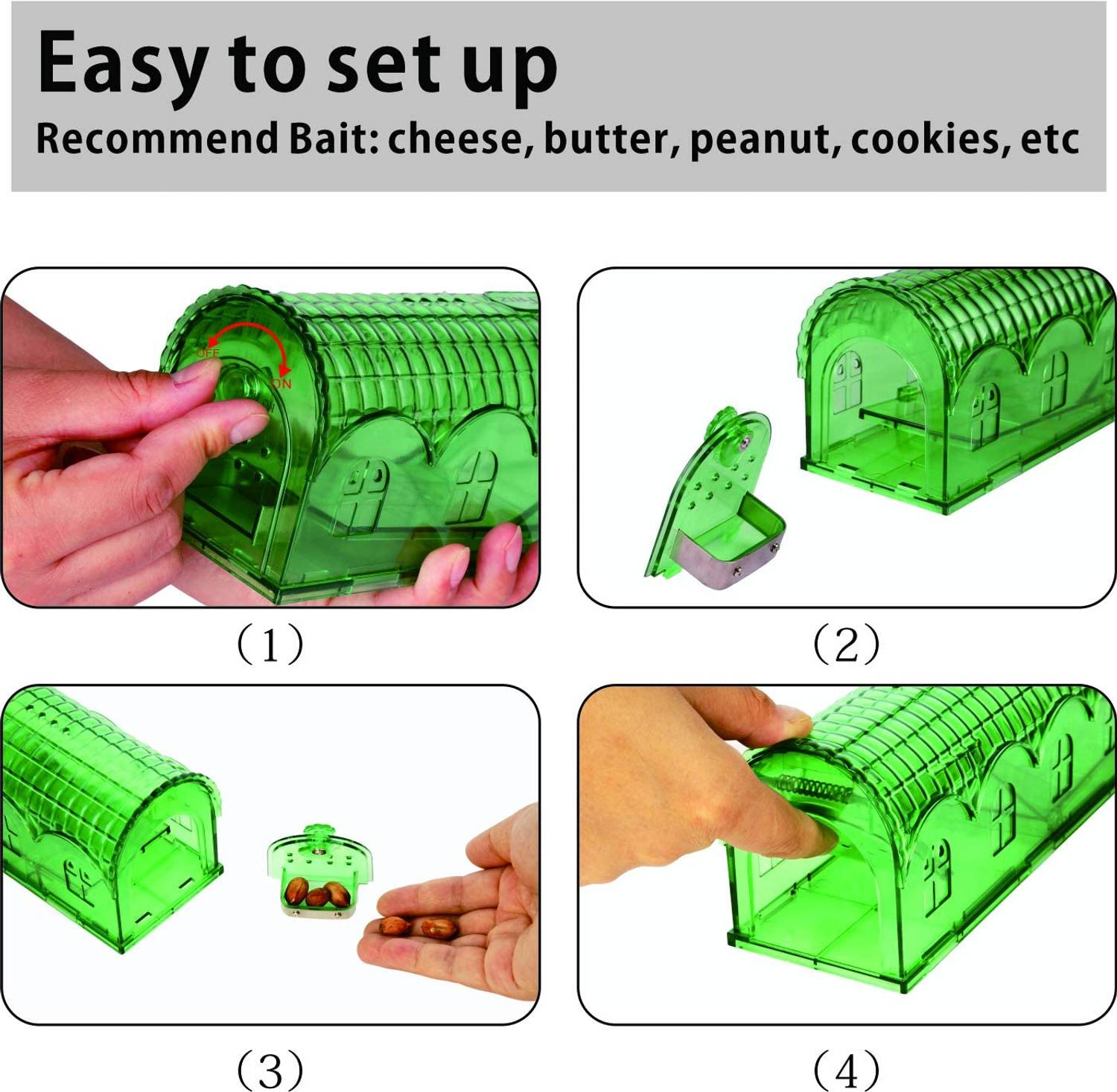 RatzFatz® Premium Mausefalle Lebend Lebendfalle Wiederverwendbare Außen und Innen, Innovativer Mechanismus, MBG-01