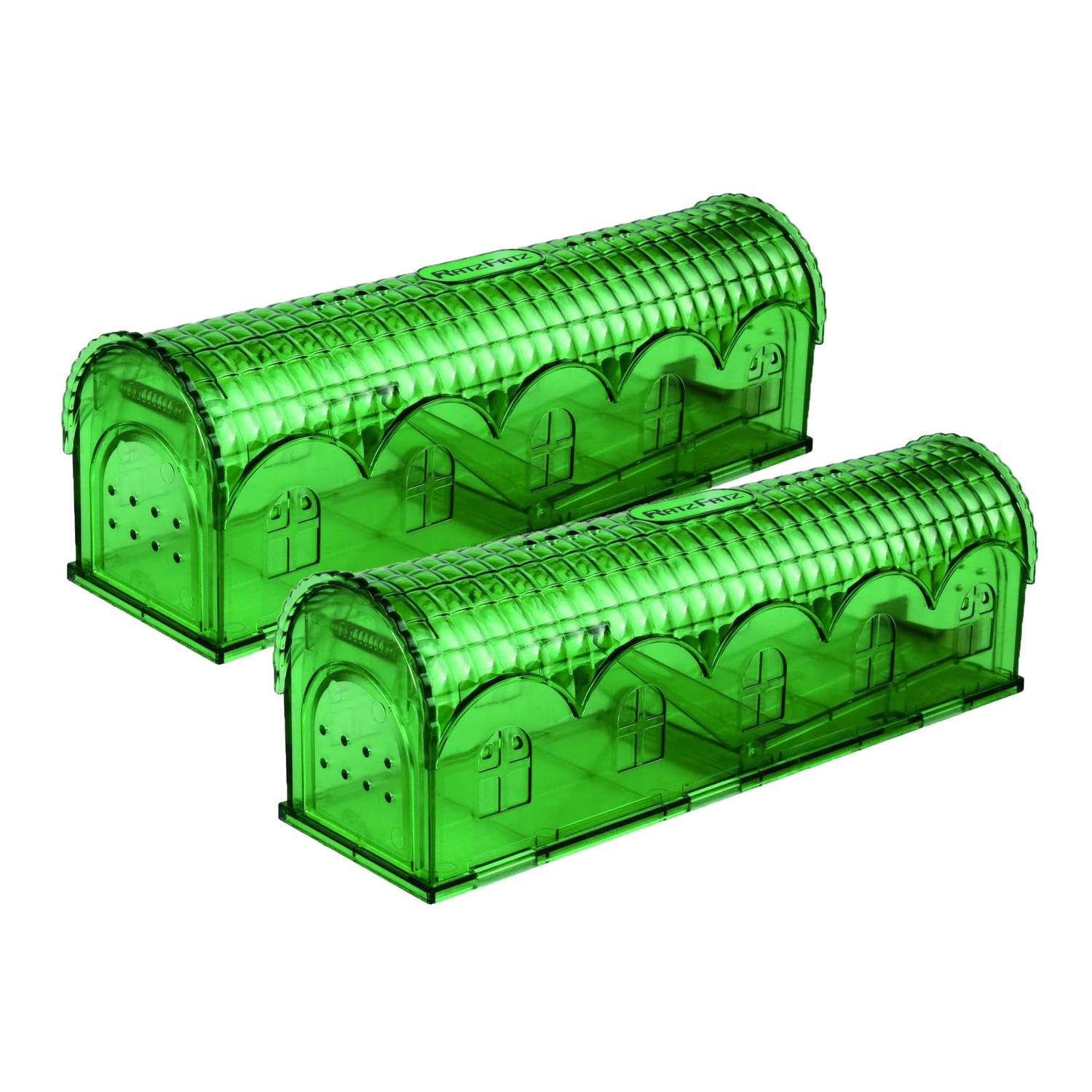 RatzFatz® 2er-Set Premium Mausefalle Lebend Lebendfalle Wiederverwendbare Außen und Innen, Innovativer Mechanismus, MBG-02