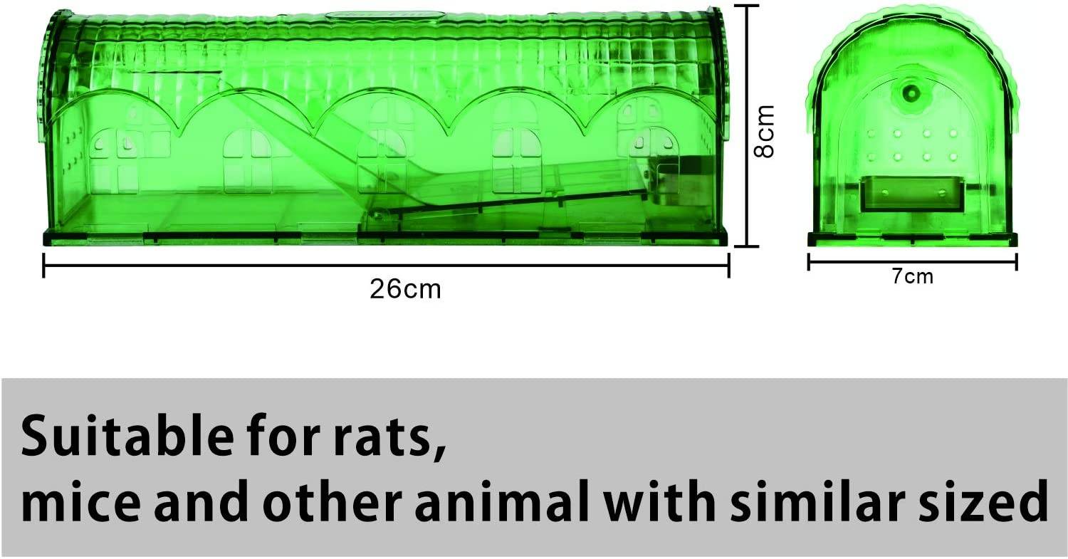 RatzFatz® 2er-Set Premium Mausefalle Lebend Lebendfalle Wiederverwendbare Außen und Innen, Innovativer Mechanismus, MBG-02