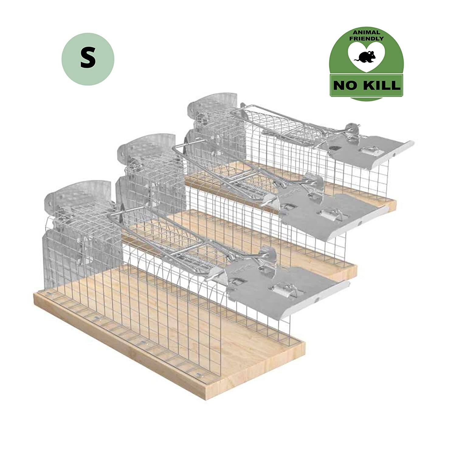 RatzFatz 3X Mausefalle Lebendfalle 15cm Groß ●Inkl Ebook● Effektiv, Robust – Mäuse, Wühlmäuse, Lebend Fangen, Kastenfalle, Draht, Holz, Kell