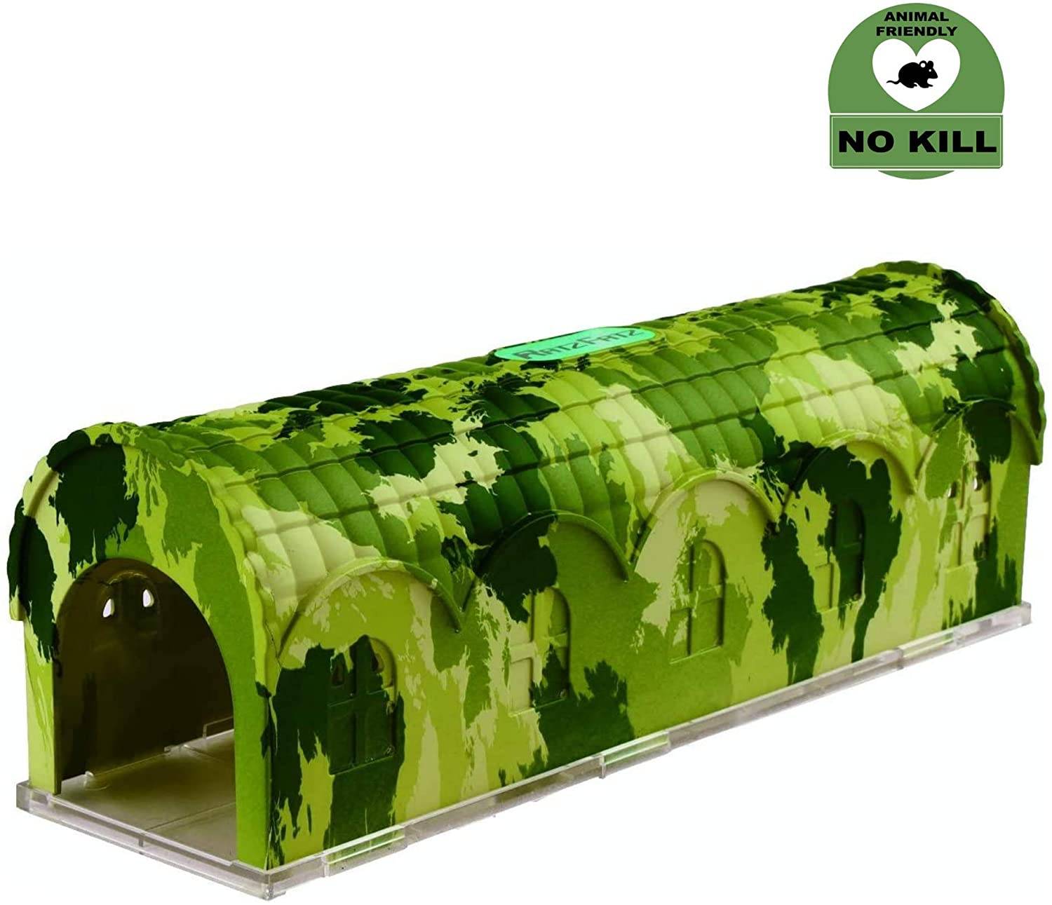 RatzFatz® Premium Mausefalle Lebend Lebendfalle Wiederverwendbar. Camouflage, Außen und Innen, Innovativer Mechanismus, Modell Rambo MBC-01