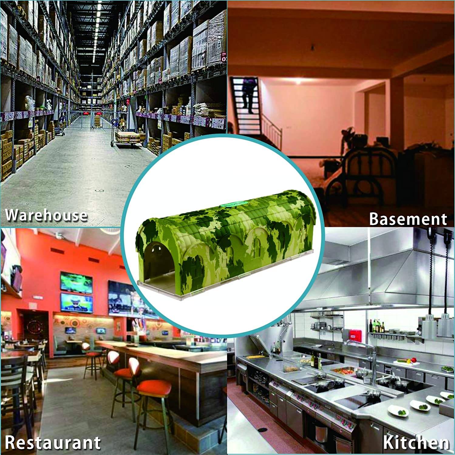 RatzFatz® Premium Mausefalle Lebend Lebendfalle Wiederverwendbar. Camouflage, Außen und Innen, Innovativer Mechanismus, Modell Rambo MBC-01