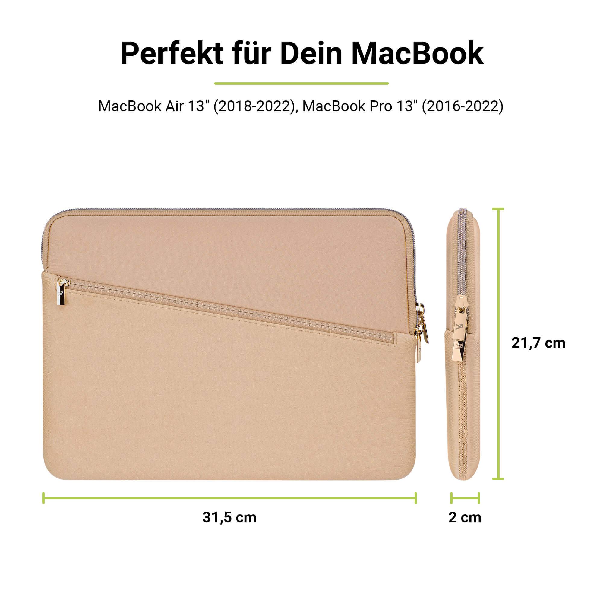 Neoprene Sleeve Pro, Notebook Schutzhülle mit Zubehör-Fach, Gold