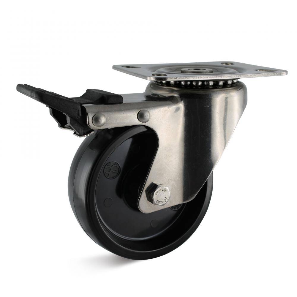 Lenkrolle - Kunststoffrad - Feststeller - Rad-Ø 80 mm - Bauhöhe 108 mm - Tragkraft 170 kg