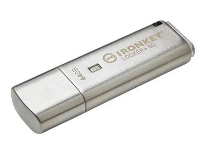 Kingston IronKey Locker+ 50 - USB-Flash-Laufwerk - verschlüsselt - 64 GB - USB 3