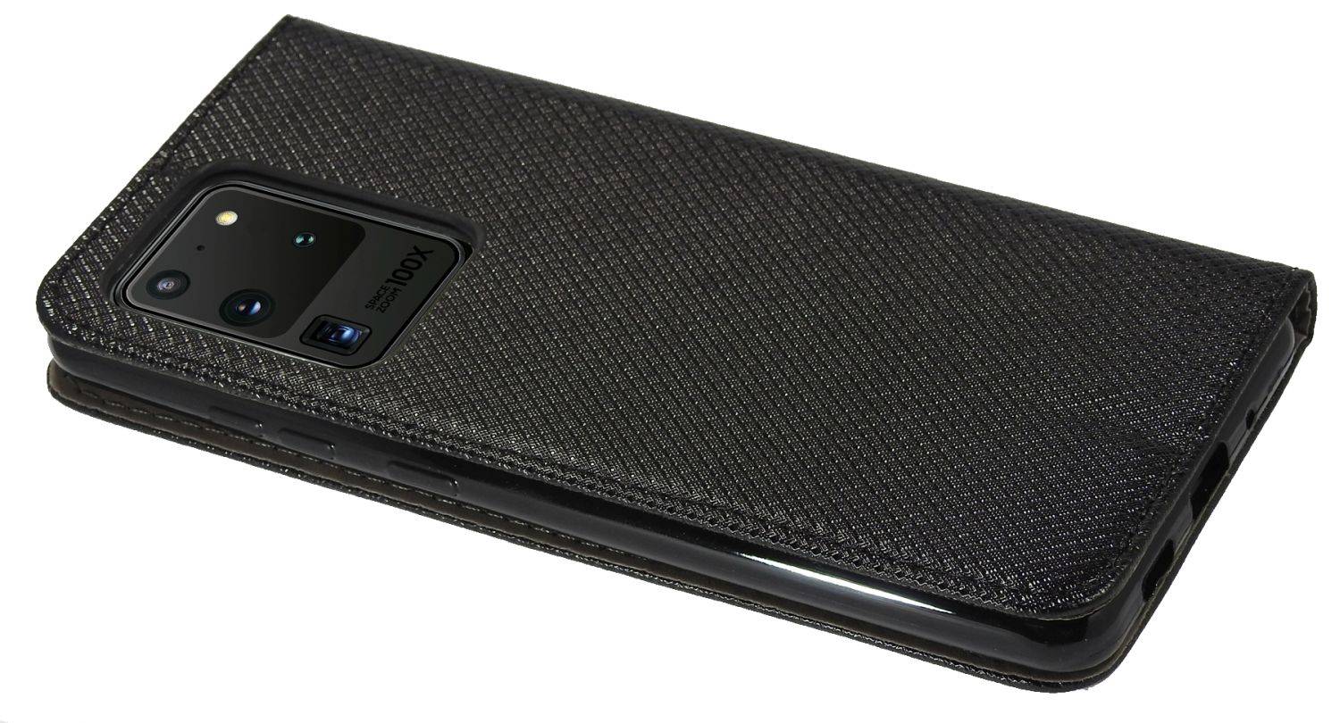 Buch-Tasche Hülle Smart Magnet kompatibel mit MOTOROLA MOTO G200 5G Leder Optik Wallet Book-Style Cover Schale Schwarz