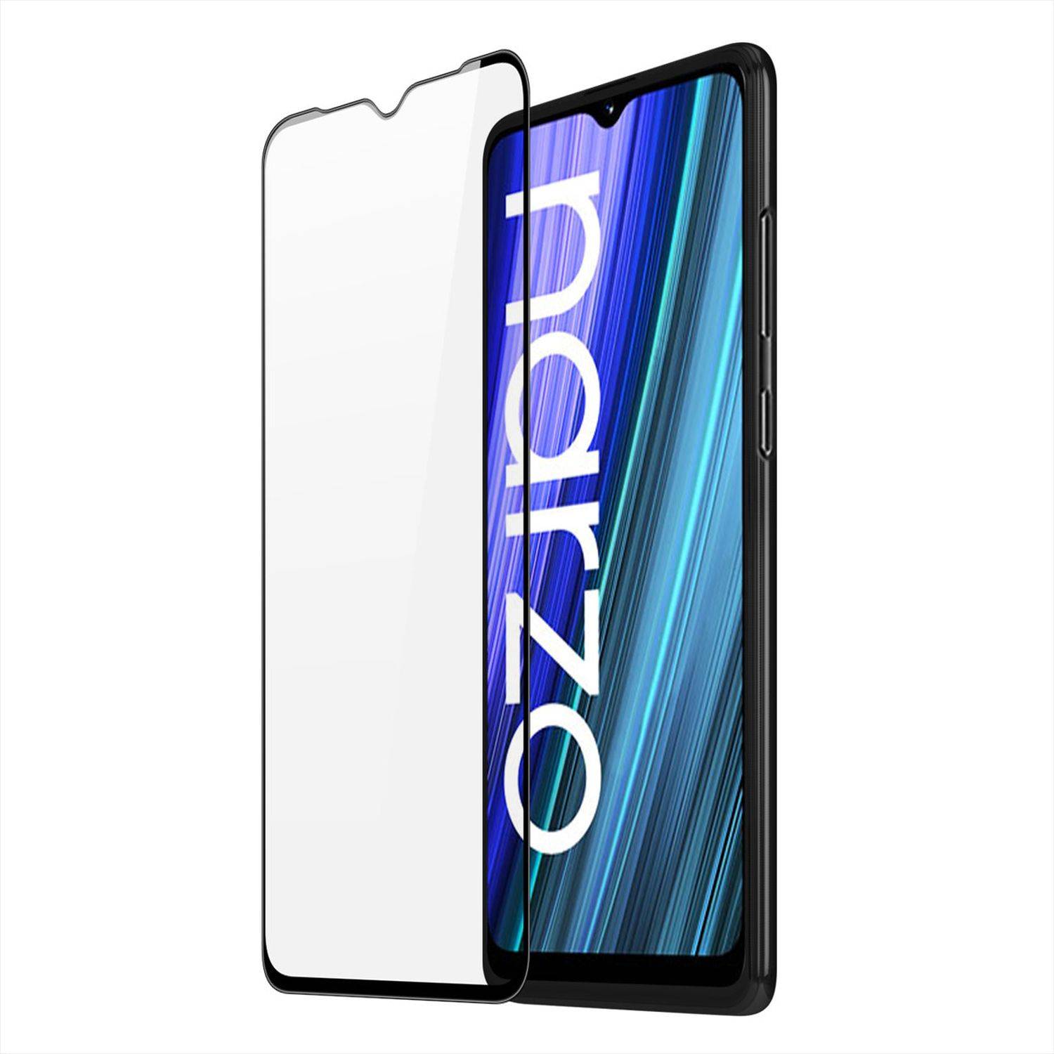 9D Schutz Glas kompatibel mit Realme Narzo 50A Curved Vollständig Klebend und Abdeckung