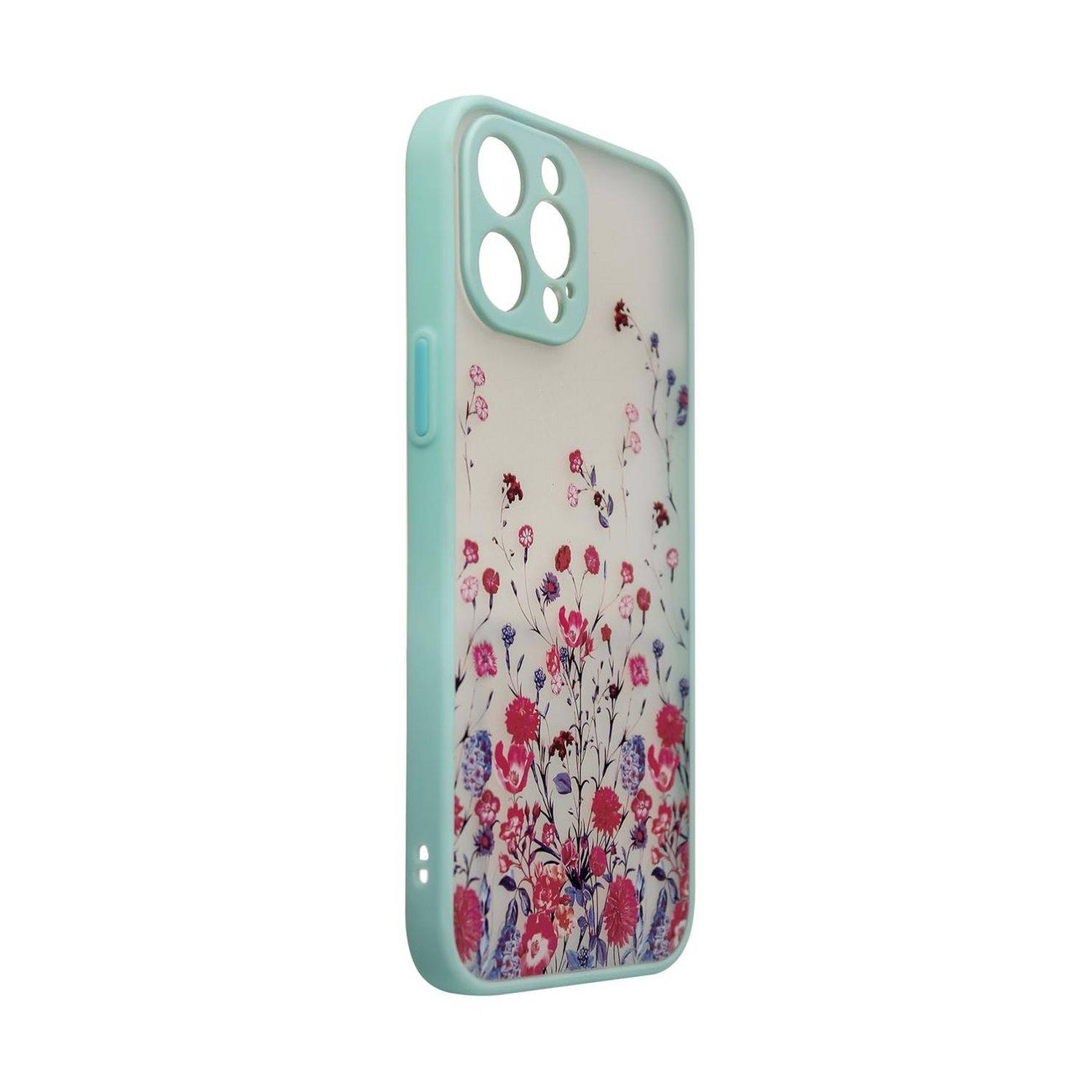 Design "Flower" Case Handy-Hülle Cover Kameraschutz kompatibel mit iPhone 13 Pro Max Blau