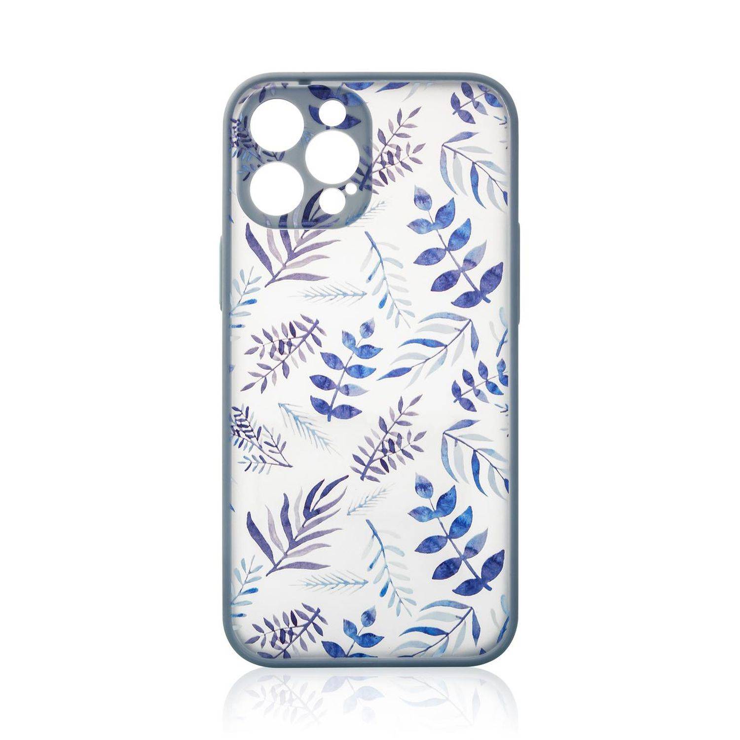 Design "Flower" Case Handy-Hülle Cover Kameraschutz kompatibel mit iPhone 13 Pro Max Dunkelblau