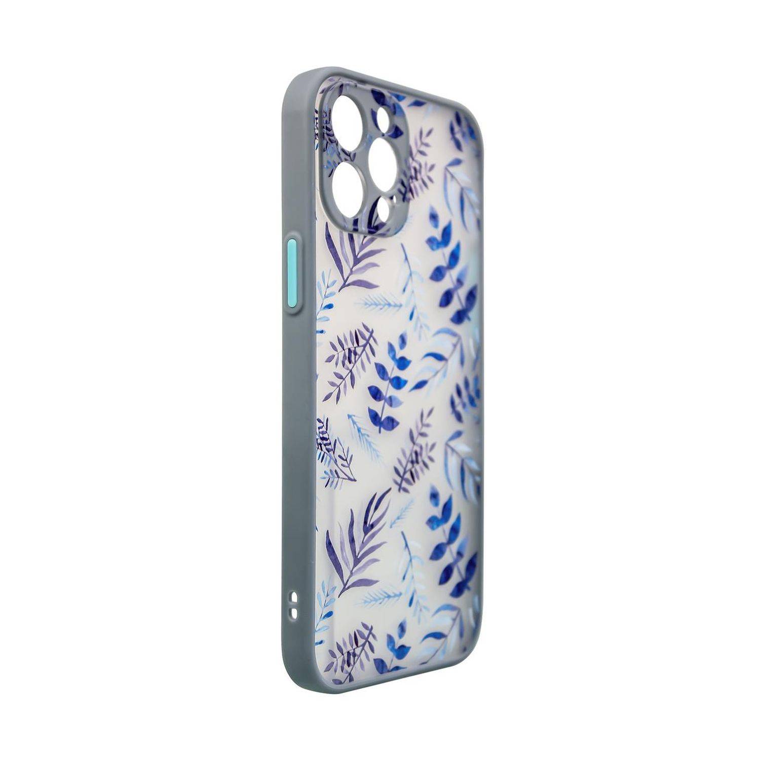 Design "Flower" Case Handy-Hülle Cover Kameraschutz kompatibel mit iPhone 13 Pro Max Dunkelblau