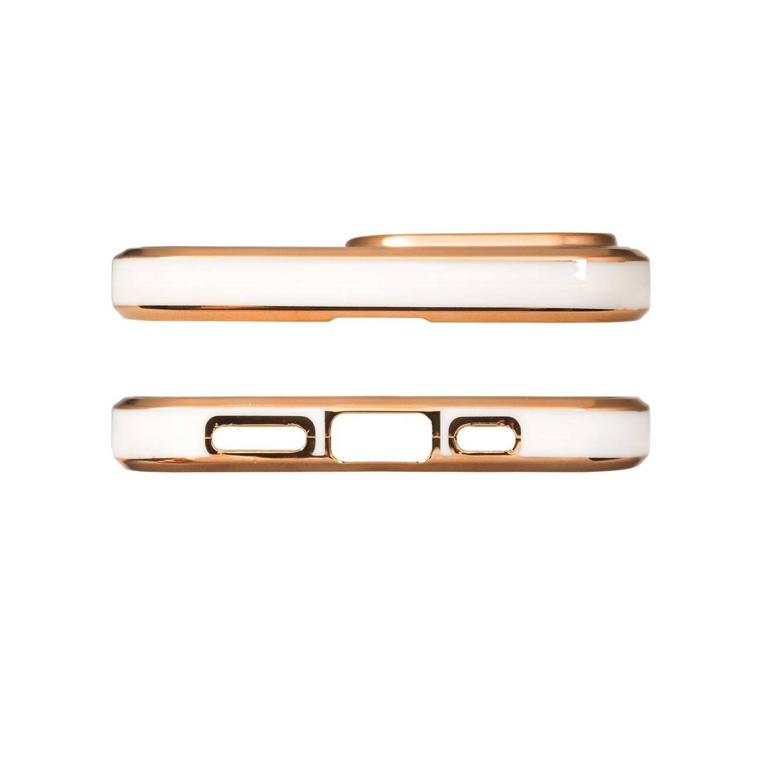 Lighting Color Case Schutz-Hülle mit Kameraabdeckung Schutz Rahmen kompatibel mit Samsung Galaxy A13 5G Weiß-Gold